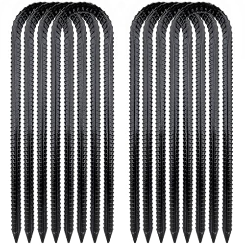 Garden Stakes Galvanized Steel, 12IN U Hook Ground Anchors Heavy Duty Rebar Stakes for Outdoor Decorations, Tent, Fencing and Landscape 8 Pack - style: U-12IN