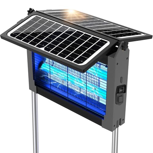 Solar Bug Zapper, 4500V Mosquito Zapper Waterproof for Patio - color: Gray