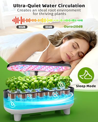 Growell 16 Pods Hydroponics Growing System Kit with 3 Light Modes & 2 Timer - color: Black