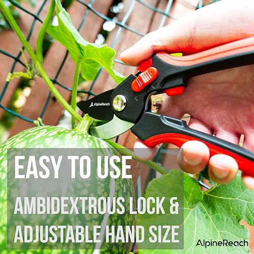 AlpineReach Pruning Shears Set Bypass and Anvil for Gardening, Sharp Ergonomic Pruners, Adjustable Soft Handle for Small & Large Hands, Heavy Duty High Carbon Steel Blade, Secateurs, Gift Box - style: Pruning Shears Set