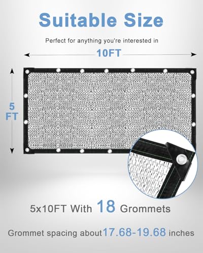 vensovo 50% Reflective Aluminet Shade Cloth with Grommets, 5 x 10 ft - color: 50%, size: 5x10FT
