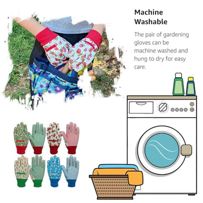 Gardening Gloves for Kids,Toddler,Children,Gift,Cute Pattern,Age3-8 - color: 4 Pairs Per Pack, size: Medium