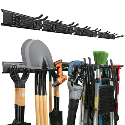 TIDYME Garage Tool Organizer Wall Mount, 64", 4 Racks 8 Hooks, 400 lbs - size: 64" Carbon Steel with 4 Racks & 8 Hooks