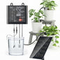 49ft Solar Drip Irrigation System with USB Charging for 15 Potted Plants - color: Black