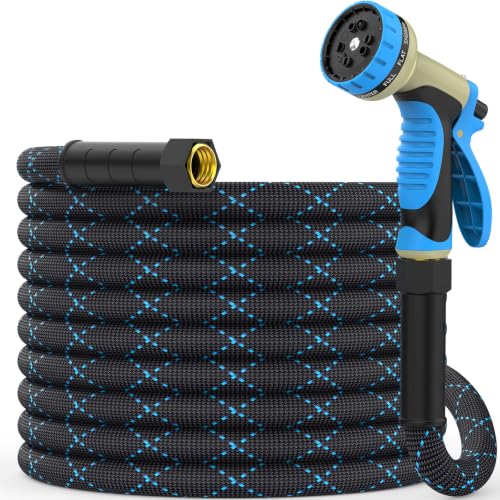 Non-Expanding Garden Hose 25ft w/10 Function Nozzle, Lightweight Water Hose - size: 25ft