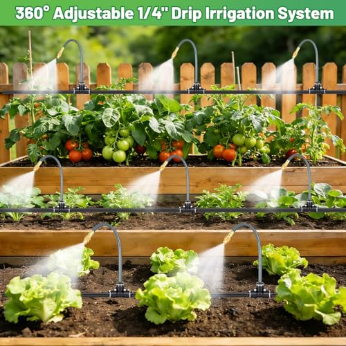360° Adjustable 1/4" Drip Irrigation System Kits(No 1/4" Tubing) - size: 1/4" Misting System