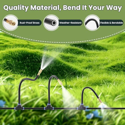 200FT Automatic Drip Irrigation Kits with Water Timer 360° Bendable Spray