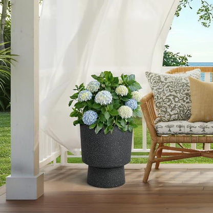 Autodaya 16.8" Urn-Style Planters Set of 2, Black Terrazzo Pedestal - color: 16.8"h-black Terrazzo