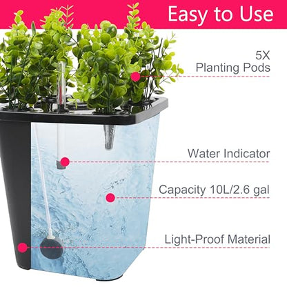4 Hydroponic Buckets Kit for Plants, Hydroponics Growing System for Herbs/Tomato/Vegetables, DWC System with Air Pump & Germination Tray Black (Complete Indoor Hydroponic Gardening Supplies) - size: 4 Buckets Kit (Black)