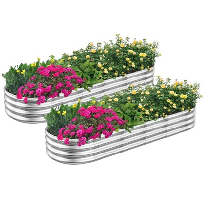 RAYKEEP 2 Pack 7x2x1ft Galvanized Raised Garden Beds, Silver - color: 2pcs, size: 7x2x1ft(2pcs)