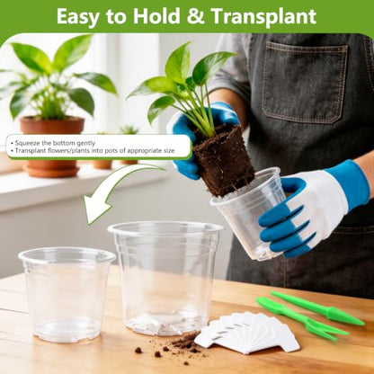 36 Pack 6/8/10 Inch Clear Nursery Pots with Drainage Holes - size: 6/8/10in(36pack,clear)