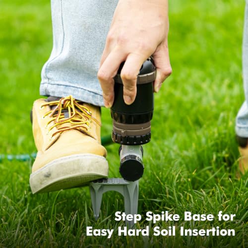 RESTMO Gear Drive Sprinkler with Step Spike Base, Brown - color: Brown, size: 1 Pack