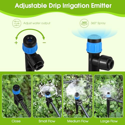 60 Pcs Drip Irrigation Emitters with Stake - Adjustable Drip Emitter Vortex for 1/4" Drip Line Irrigation Tubing - Drip Irrigation System Parts Drippers Sprinkler Heads for Garden Watering System-Blue - style: 60 Pcs Blue Drip Emitters Vortex