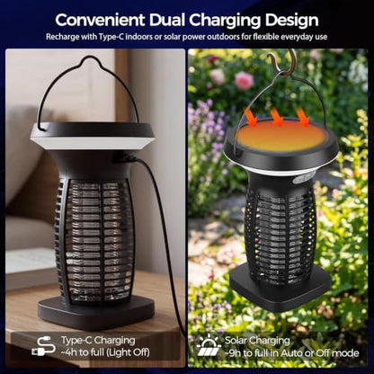 Solar Bug Zapper Outdoor and Indoor, Mosquito Fly Zapper for Home - color: black