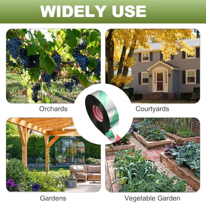 MECCANIXITY 984ft Long 1" Wide Green/Silver Dual Side Reflective Holographic Flash Bird Scare Tape Ribbon to Keep Birds Away, Hang Tie on Garden Farm Orchards Balcony Patio Yard Fence - color: Green Silver, size: 984ft x 0.94in