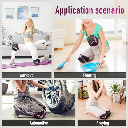 COOLJOB Women Knee Pads for Gardening Work, Floor Cleaning with Foam Pad - color: Pink