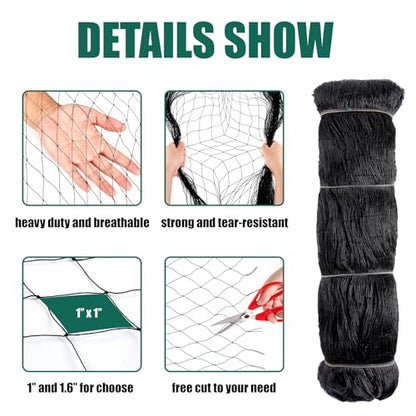 25x50ft Heavy Duty Bird Netting, 1" Mesh for Garden Fruit Trees - size: 1‘’-25×50FT