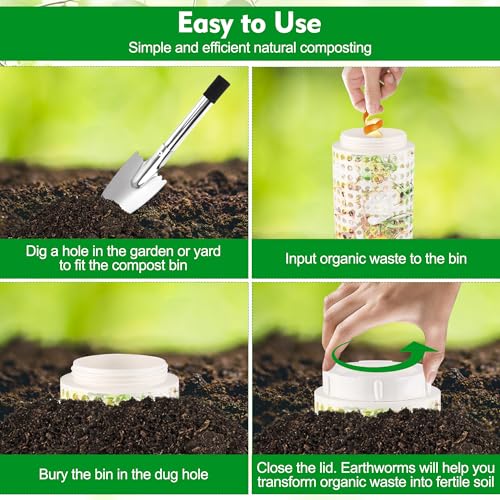 2 Packs Inground Worm Composter, Outdoor Worm Compost Bin Kit with Lid