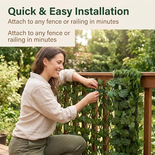 Expandable Privacy Fence, Grape Leaves, 120 x 22 in - color: Grape Leaves