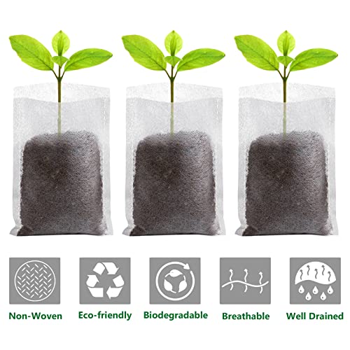 GREANER 200PCS Plant Nursery Bags, 3.5"x4.7" Biodegradable Non-Woven Fabric Plant Seeding Grow Bags, Vegetables Fabric Plant Seedling Pots, Transplant Pots Grow Pouch, Home Garden Supply - size: 3.5"x4.7"/200pcs
