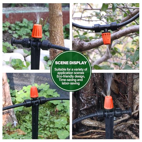 Kalolary 30Pcs Push-to-Fit Drip Irrigation Spray Emitters for 1/4" Tubing - size: 1/4” Push-to-Connect Tee- Misting- 30P Orange