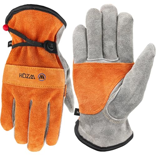 WZQH Leather Work Gloves for Men or Women.Gardening,Welding,Orange-Grey M - color: Orange - Grey, size: Medium (Pack of 1)