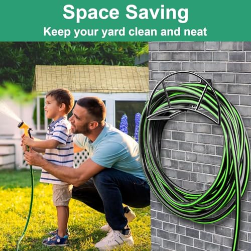 TomCare Garden Hose Holder Wall Mount, 160FT Large Capacity Hose Hanger - color: Black, size: XL