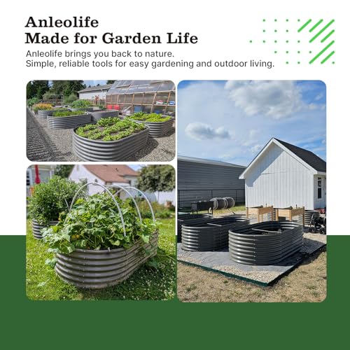 Anleolife 8x4x2ft Oval Deep Root Galvanized Raised Garden Bed, Quartz Grey - color: Quartz Grey-oval Round, size: 96x48x24'' Tall