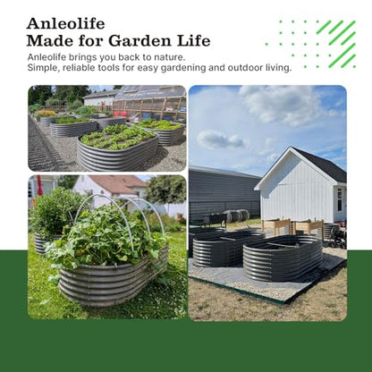 Anleolife 8x4x2ft Oval Deep Root Galvanized Raised Garden Bed, Quartz Grey - color: Quartz Grey-oval Round, size: 96x48x24'' Tall