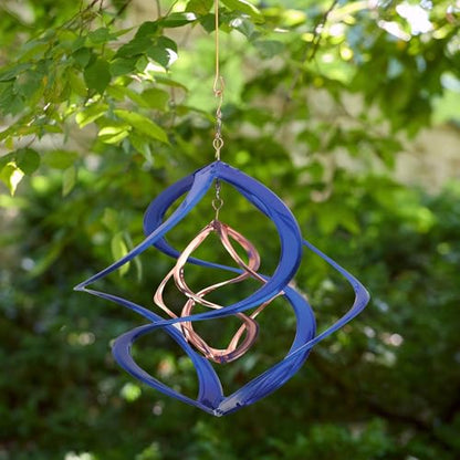 Red Carpet Studios The Original Cosmix Deluxe Helix Wind Spinner, Medium 14-Inch, Double Blue & Copper - color: Double Blue & Copper, size: Medium 14-Inch