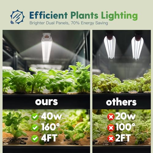 FREELICHT 2Pack 4FT Grow Light for Indoor Plants, Timer, 40W Full Spectrum