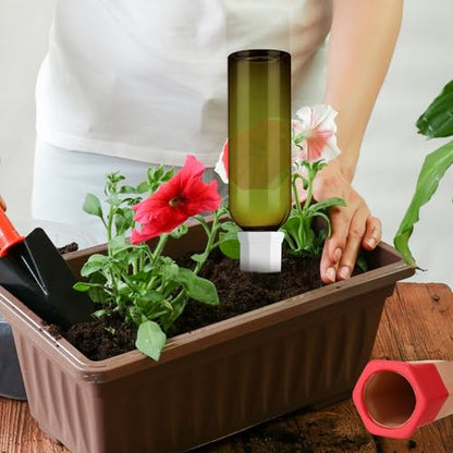 SiliFine 12 Sets Terracotta Watering Spikes,Green and Mixed Color - color: Green and Mixed Color