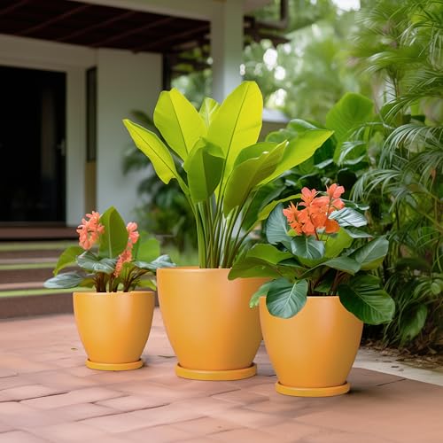 Ceramic Plant Pots - 10 Inch 8 Inch 6 Inch Planters, Orange - color: Matte Orange