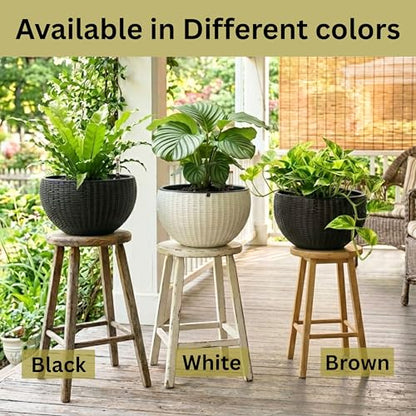 LaLaGreen Indoor Hanging Planters (11in, 4 Pack) Self-Watering Flower Pots - color: Black X 4