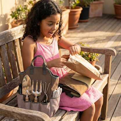 Kids Gardening Apron Tool Bag Waterproof Oxford Canvas Storage