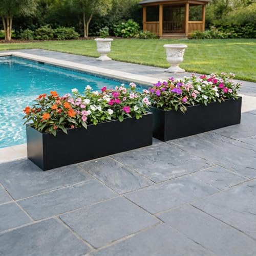 Garvee Metal Planter Box 2 Pack, 36" Window Planter Hanging Flower Pot