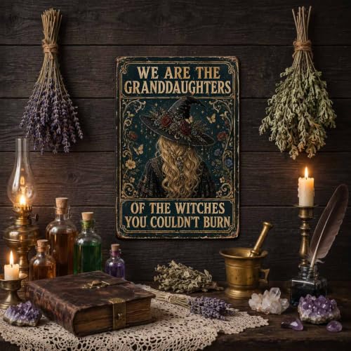 Halloween Metal Art Sign Granddaughters of Witches Wall Decor - color: 03A
