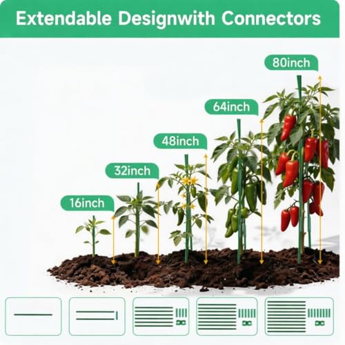 100 Pcs Garden Stakes 16 Inch DIY 4ft 5ft 6ft 7ft 8ft Tomato Plant Stakes