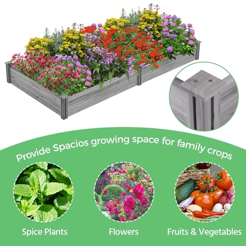 Yaheetech Wooden Raised Garden Bed Outdoor Planter Box, Gray - color: Gray, size: 8ft x 4ft