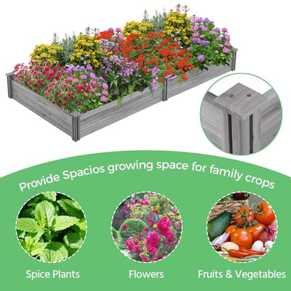 Yaheetech Wooden Raised Garden Bed Outdoor Planter Box, Gray - color: Gray, size: 8ft x 4ft