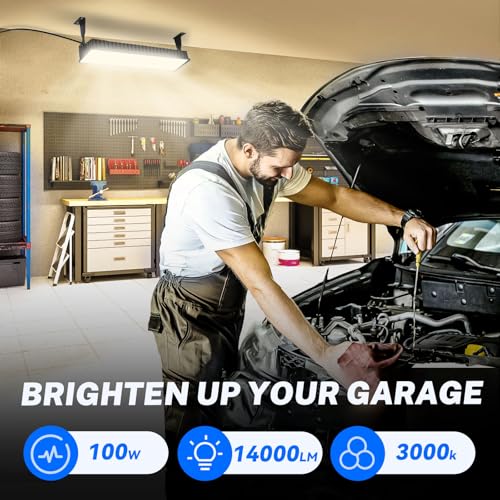 100W LED Shop Light, 3000K Warm White Plug in Garage Light IP66 Waterproof - size: Warm 1pcs