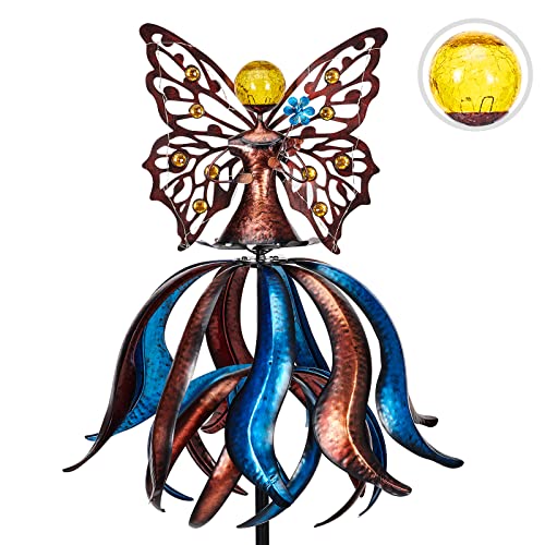 Kircust Extra-Large Tulip Solar Wind Spinner for Outdoor - size: 88.7 Inch