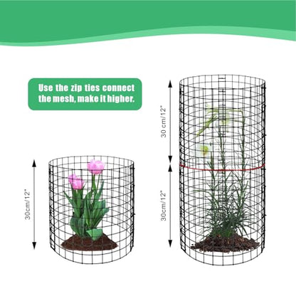 Eunika 18 Pcs Round Plant Protector from Animals, 6 Pack 12" x 12" - color: Black-18pcs