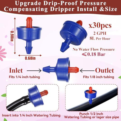 30Pcs 2 GPH Drippers Pressure Compensating Drip Emitters - color: 30 PCS 2GPH