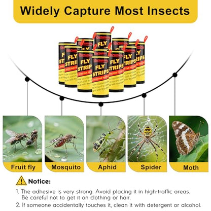 30 Rolls Fly Strips Traps for Home, Sticky Strips, Fly Paper Tape Catcher Ribbon for Gnat Fungus Fruit Flies - color: 30Pack-B