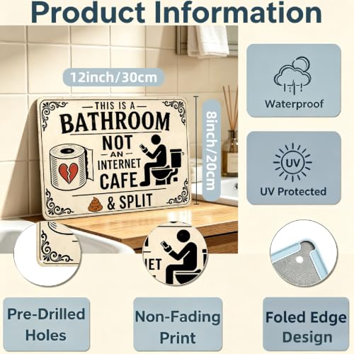 Metal Tin Sign This Is A Bathroom Not An Internet Cafe & Split 8x12 Inch - color: TPH378-US