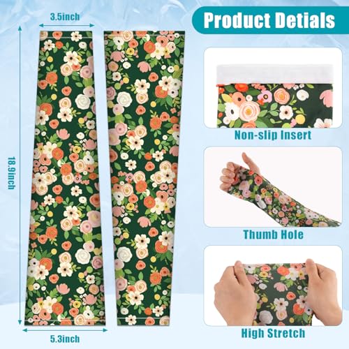 Gardening Sleeves for Women UV Sun Protection with Thumb Hole Anti-Scratch - color: Blossoms