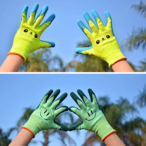Kids Gardening Gloves for Ages 2-12 Toddlers, Youth, Girls, Boys, Children Garden Gloves for Yard Work (Size 3 for 5, 6 Year Old) - size: Size 3 (Pack of 2)