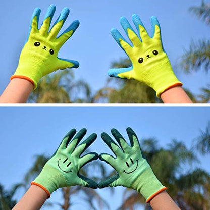 Kids Gardening Gloves for Ages 2-12 Toddlers, Youth, Girls, Boys, Children Garden Gloves for Yard Work (Size 3 for 5, 6 Year Old) - size: Size 3 (Pack of 2)