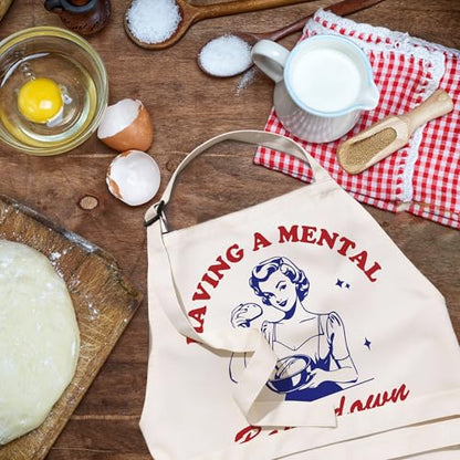 Sourdough Apron Gifts for Bakers, Adjustable Apron, Gifts for Bread Bakers, Perfect for Baking Cooking - color: Having a Mental Bake Down-1